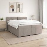 vidaXL Boxspringbed met matras en hoofdeinde Taupe 200 x 200 cm Stof