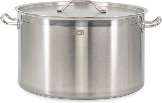 HCB - 58L Stainless Steel Stock Pot with Lid - Induction/Gas/Electric Compatible