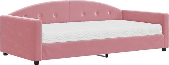 vidaXL Slaapbank met matras 100x200 cm fluweel roze
