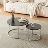 en.casa Salontafel Christchurch rond set van 2 zwart en chroom