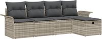 vidaXL Tuinbank Set 5-delig Poly-rattan Lichtgrijs