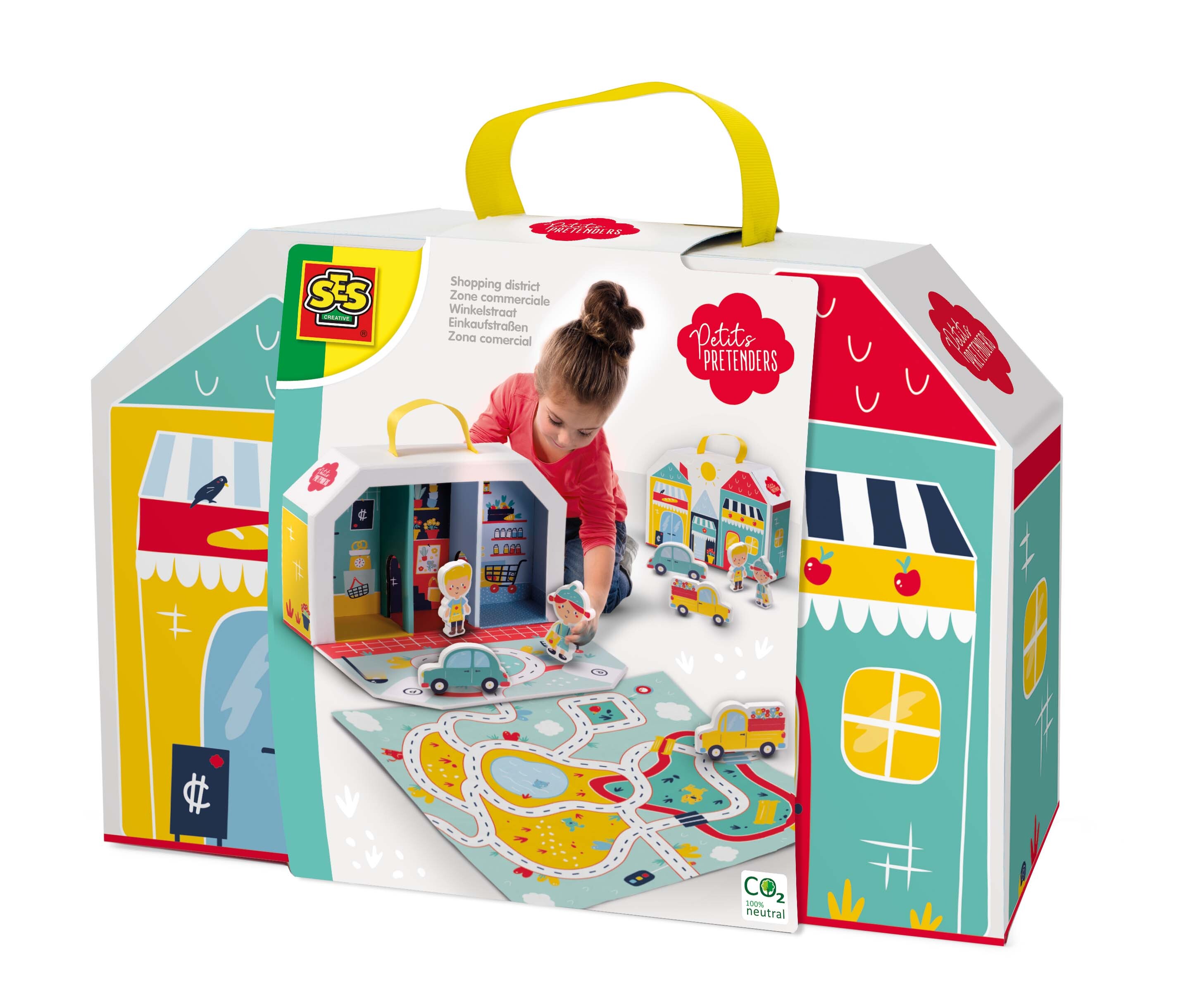 SES Creative Petits Pretenders Winkelstraat speelkoffer en speelmat multi