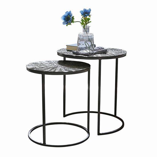 LOBERON Bijzettafel set van 2 Petrosini zwart