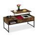 Relaxdays salontafel met opbergruimte, uitklapbaar, HxBxD: 45x110x50 cm, woonkamertafel, moderne koffietafel, bruin