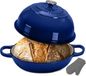 NutriChef Dutch Oven - Broodoven - 6L Dome-vormige Sourdough Bakpan - Met Handvatten & Silicone Handschoenen - Blauw
