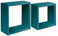 Homemania Ginevra Wandrek voor woonkamer, slaapkamer, kantoor, MDF, blauw, 35 x 35 x 15,5/30 x 30 x 15,5 cm