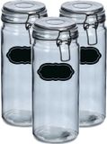 Zeller Weckpot/inmaakpot - 4x - 1L - glas - met beugelsluiting - incl. etiketten