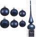 Grand paquet de boules de Noël en verre bleu foncé brillant/mat 50x pièces - 4-6-8 cm incl. étoile mat 26 cm