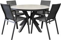 Malaga Samantha table de salle à manger 120xH75 cm ronde 5 pièces plateau en céramique anthracite