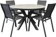Malaga Samantha table de salle à manger 120xH75 cm ronde 5 pièces plateau en céramique anthracite