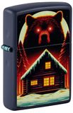 Zippo Stormaansteker - Bear and Cabin, Navy Mat, Color Image - Navulbaar - Herbruikbaar - Winddicht Design - Geschenkdoos - Made in USA