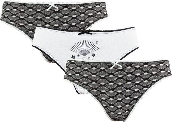 3 stuks Katoenen dames slips Kyoto zwart-wit maat 38/40