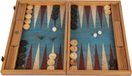 Manopoulos Set de backgammon premium – liège naturel bleu turquois et pions en chêne – fait main (48x30 cm)
