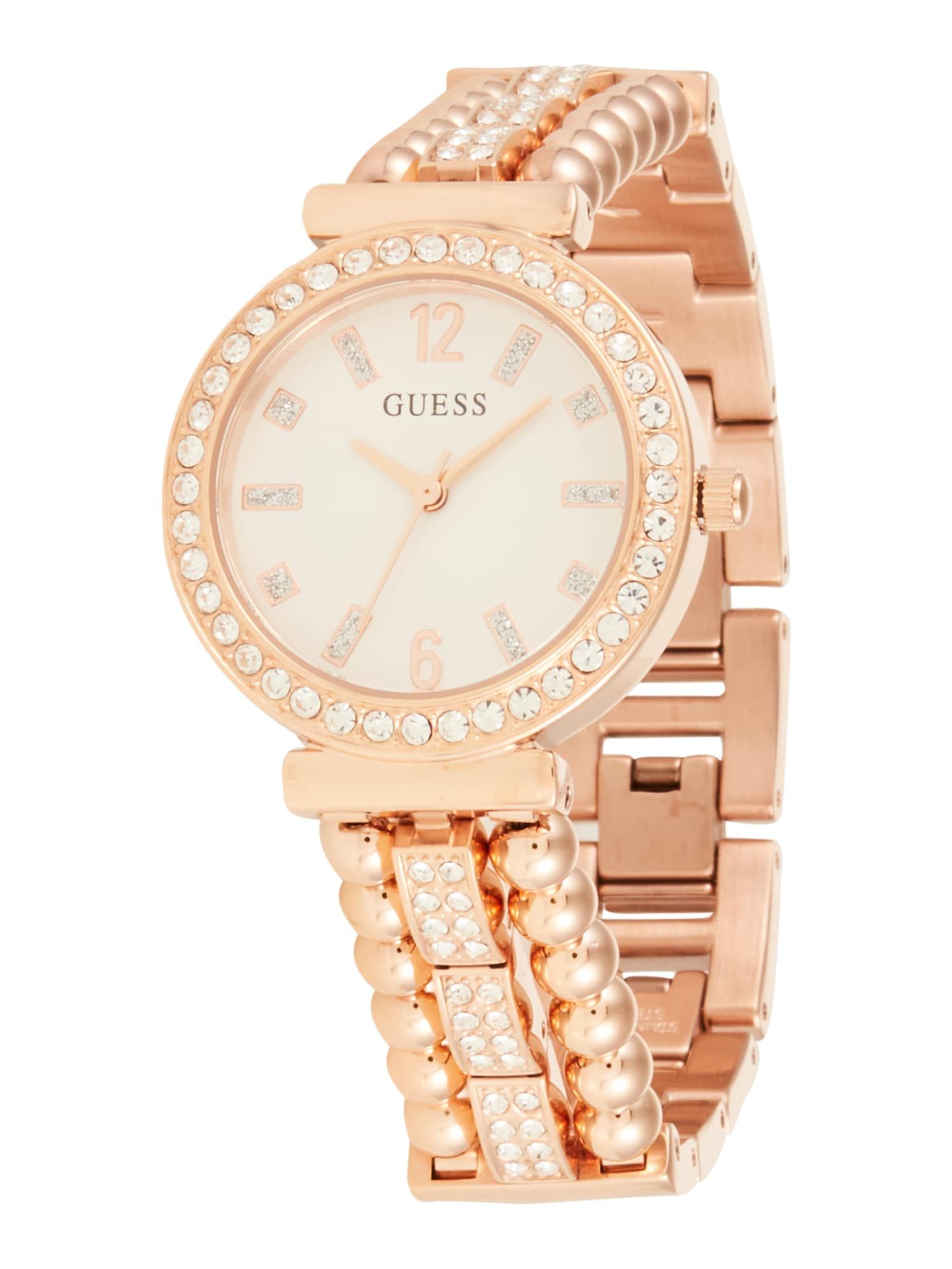 GUESS US Women's Rose Gold-Tone en Strass Analoge Horloge, GW0401L3-AMZUK