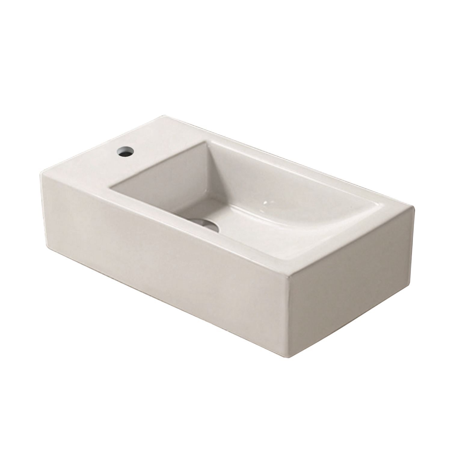 Sanilux Qubic Fontein - Rechthoek - 45x25x12 cm - Keramiek - Wit - Links (excl. Afvoerplug)