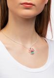 Gresham Disney Minnie Silver Plated Brass with Red enamel Bow May Birthstone Floating Stone Necklace