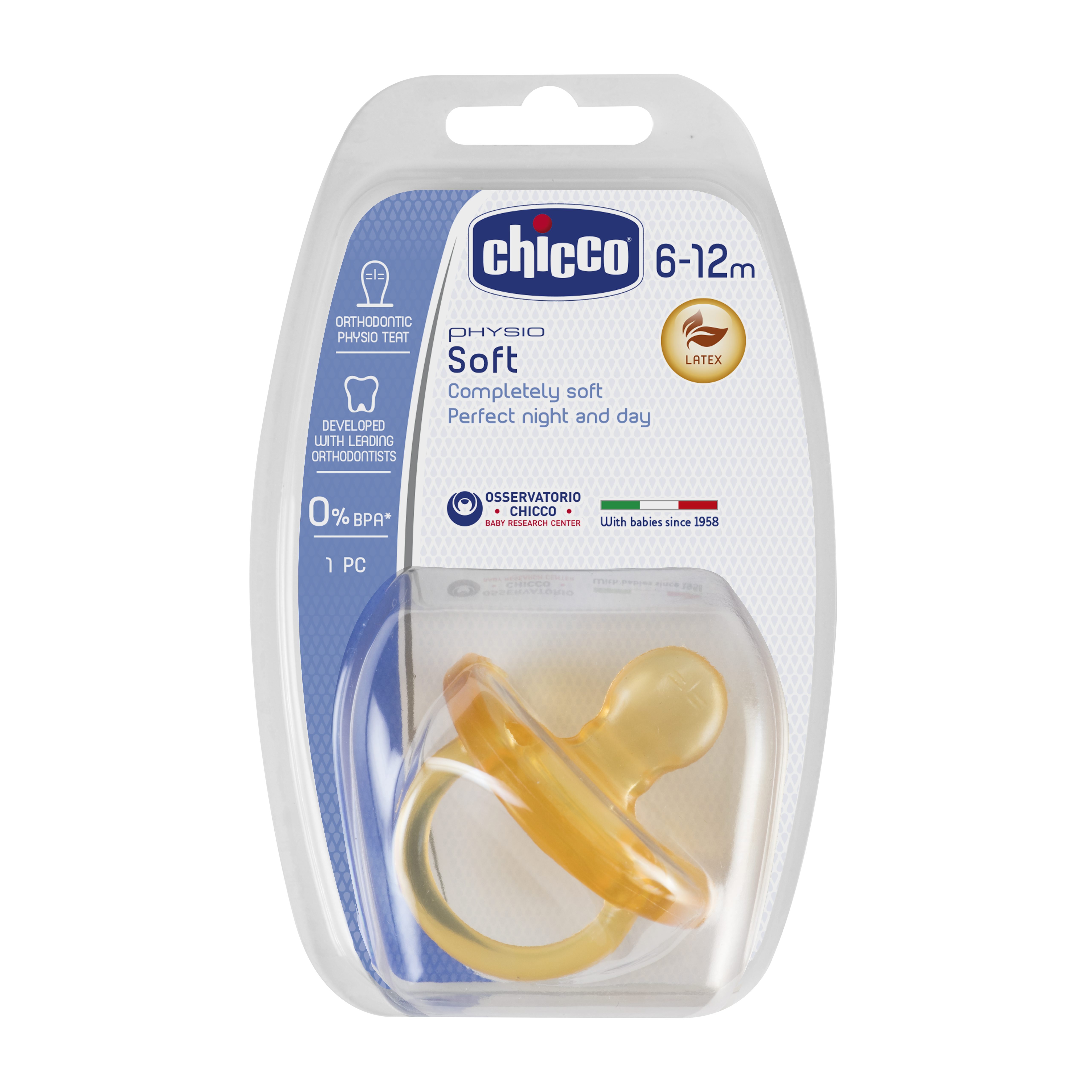 Chicco Fopspeen Rubber 6m+ bruin, transparant