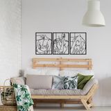 Stijlvol zwart decoratief metalen wandaccessoire, 114 x 50 cm, 100% metaal, 1,2 mm dik, perfect voor moderne woondecoratie en kunstdisplay