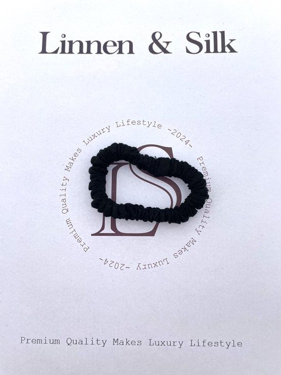 Linnen & Silk Petit Scrunchie - Phantom Black - 1CM - Vegan Linnen