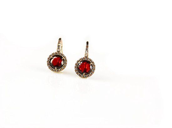 Model Trend Oorringen Zilver Roze Verguld Rood Onyx Cubic Zirconia Dames