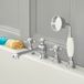 Hudson Reed Elizabeth Mélangeur Bain Douche Rétro 4 Trous Chromé & Blanc Commandes Croisillons