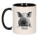 Bellatio Decorations Cadeau mok voor boerderij dieren fans - varkens - zwart - keramiek - 300 ml