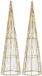 Mica Decorations LED kegel - 2x - kerstboom lamp - goud - polyester/metaal - H60 cm
