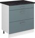 Vicco Keukenonderkast R-Line, Blauw-grijs/Wit, 80 cm met 3 laden antraciet werkblad