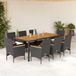 Prolenta Maison Exclusive Tuinset, 9-delig, Zwart Polyrotan en Acaciahout met Kussens