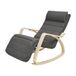 JOYFURNOS Fauteuil à bascule gris foncé et naturel avec accoudoirs en bouleau