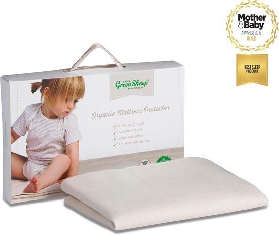 The Little Green Sheep Matrasbeschermer Ledikant 60x120cm - Wit - Katoen - Waterdicht - Anti-allergie