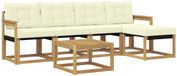 vidaXL Banc de salon 5 places blanc et crème acacia bois