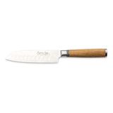Katana Saya Olive Wood Santokumes, 12 cm, Japans VG-10 Damascus roestvrij staal, 67 lagen, olijfhouten handvat, keukenmes