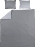Meyco Uni dekbedovertrek + kussenslopen - 240x200/220 cm - Grijs/Lichtgrijs