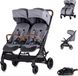 Chipolino Kinderwagen Twinity pour jumeaux, chancelière, sac à langer, porte-gobelet, gris
