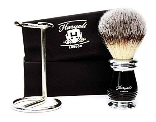 Haryali London Puur scheerkwast voor heren - Zwart & Metaal - Cadeau-idee