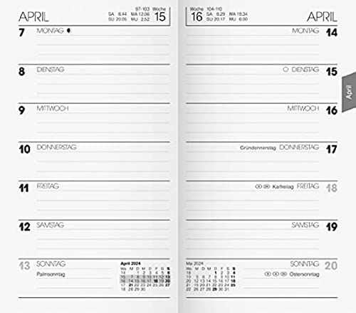 BRUNNEN Week-vervangingskalender 2024 - 1 pagina = 1 week - 8,7 x 15,3 cm - Wit