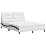Maison Exclusive - Lit avec matelas « Hvar » blanc et noir 140 x 190 cm, simili cuir