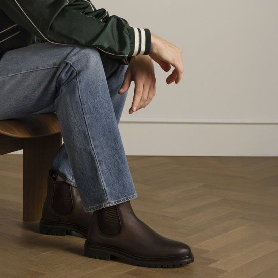 Manfield Heren Bruine leren chelsea boots Maat 43