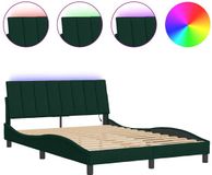 vidaXL Hanko Bedframe met LED Donkergroen Fluweel 140x200 cm