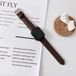 By Qubix - Premium leather leer bandje - Donkerbruin - Geschikt voor Apple Watch 44mm / 45mm / 46mm / 49mm