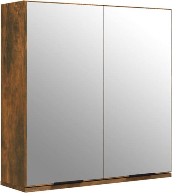 vidaXL Badkamerkast met spiegel 64x20x67 cm gerookt eikenkleurig