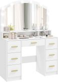Homcom Kaptafel met Spiegel en LED-verlichting - Wit
