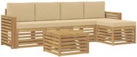 vidaXL - Buiten - bank - set - 6 - st - Wit - en - Beige - Polyester
