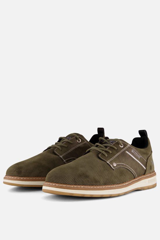 Mustang Schoenen - Heren - Maat 44 - Legergroen - Suède/Rubber - Casual
