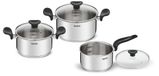 Tefal E308S674 pannenset 3 stuk(s) Roestvrijstaal Glas
