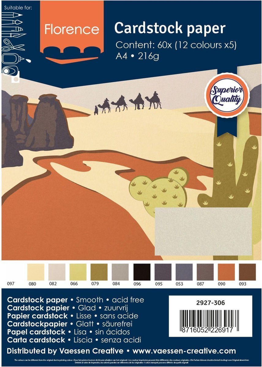 Florence cardstock smooth A4 multipack 12 x 5 vel - earth tones