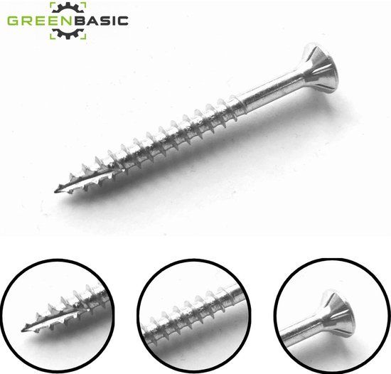 Proftec Spaanplaatschroef 3,5x40mm - platkop - verzinkt - deeldraad - T20 (Per 200 stuks)
