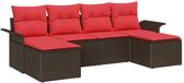 vidaXL Tuinbank Set 4 zitplekken Polyrattan Bruin