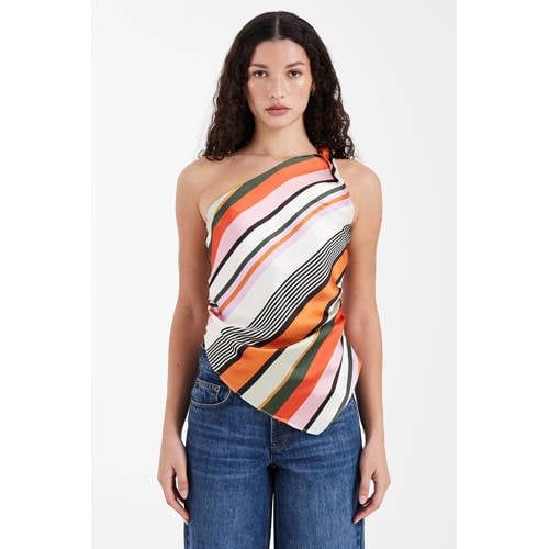 TOPSHOP gestreepte asymmetrische top multi